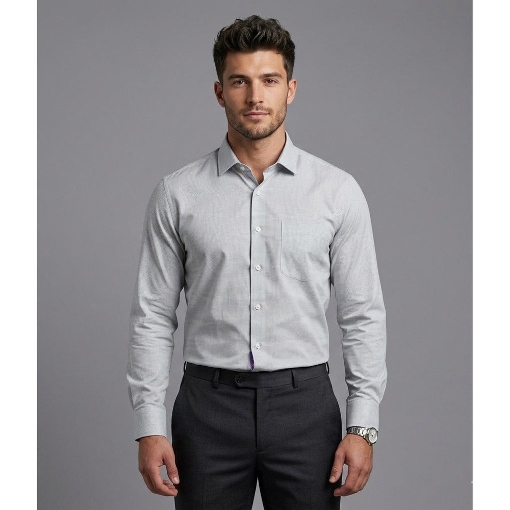 Louis Philippe Luxure Giza Cotton Dress Shirt Mens 42 EU Classic Fit Micro Large